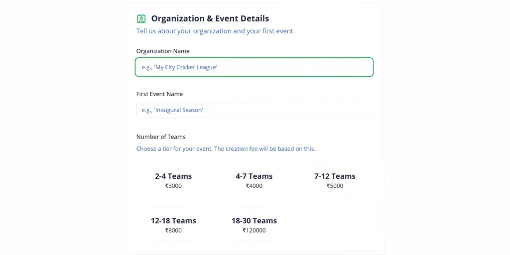 Fill Organization & Event Details