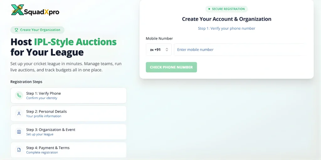 Create Your Account on SquadXPro